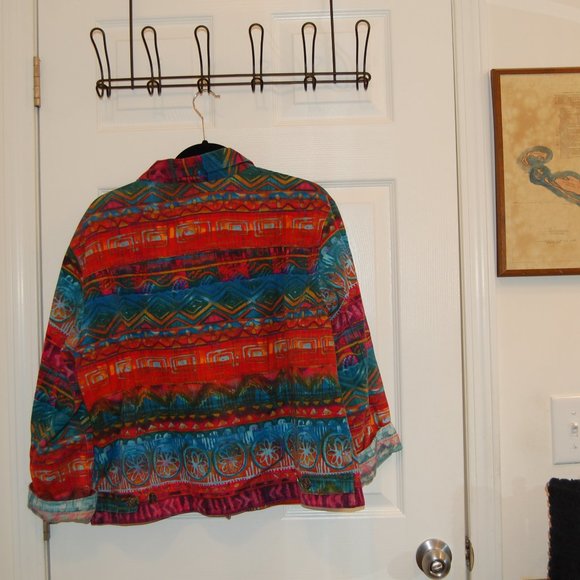 Chico's Design 100% Cotton Multi Color 6 Button Jacket Size 3 (XL) - Picture 11 of 13